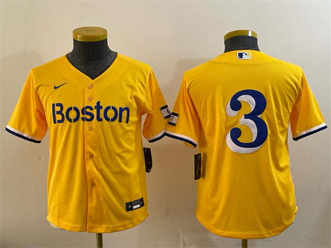Youth Boston Red Sox #3 Ceddanne Rafaela Gold City Connect Stitched Baseball Jersey
